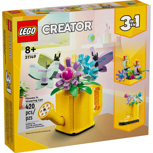 LEGO Creator 3 in 1 Flowers in Watering Can Building Toy Set - Fun, Creative Activity for Kids, Girls and Boys, Ages 8+ - Options to Build Rain Boots or Birds - 31149