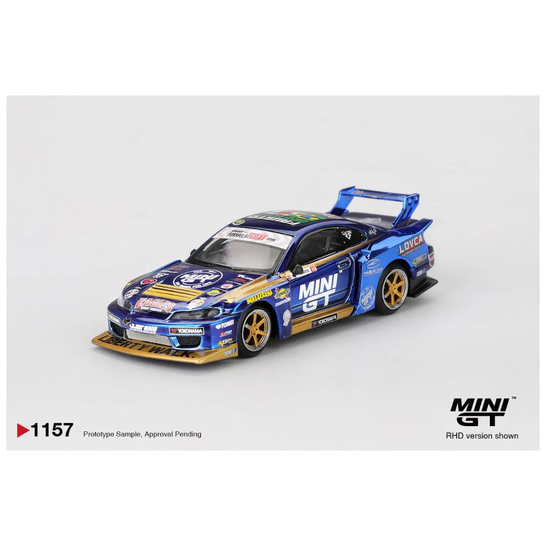 MINI GT #1157 Nissan Silvia S15 LB-Super Silhouette #555 Team MINI GT Liberty Walk 2025 Formula Drift