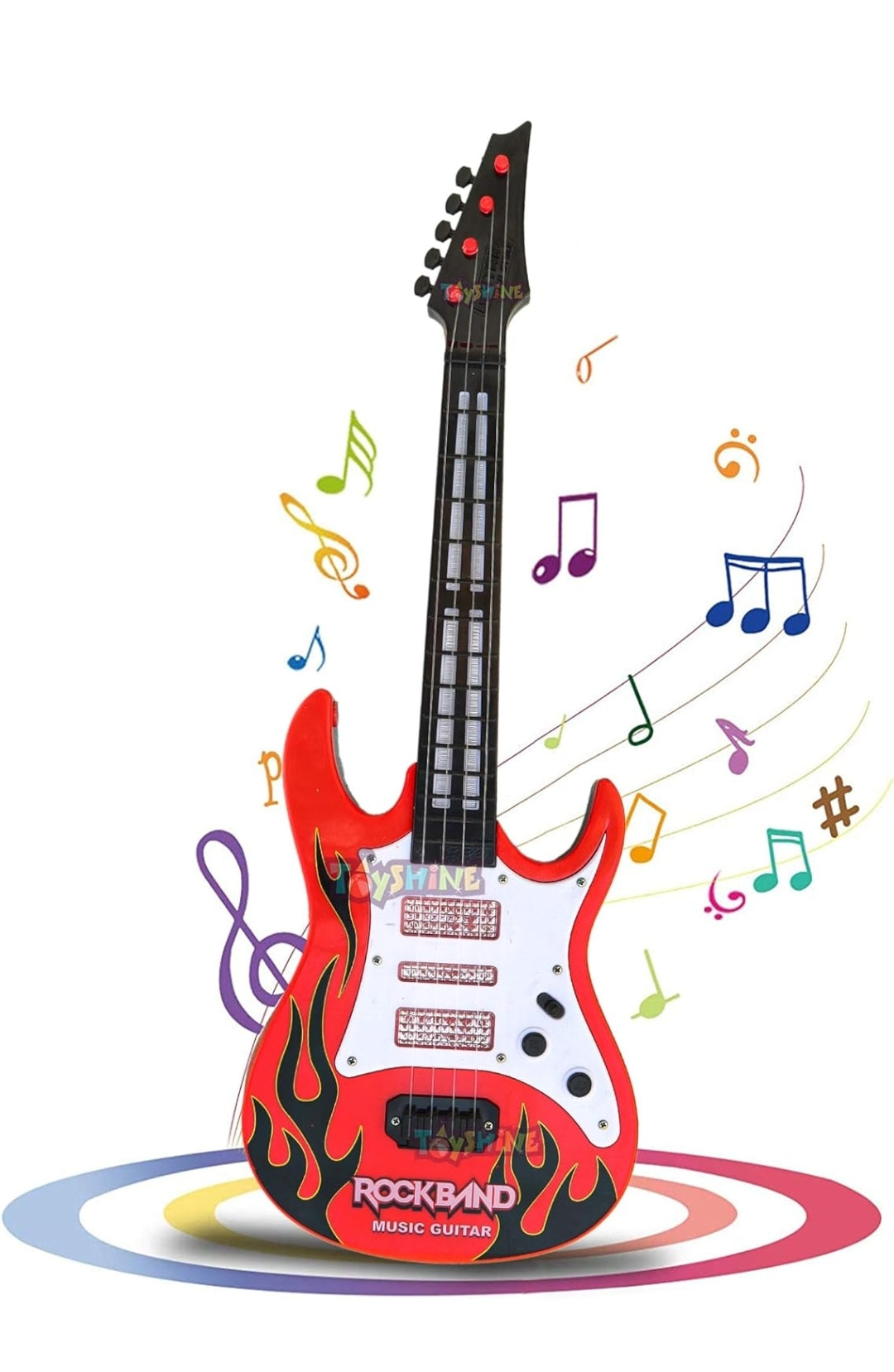 Toyshine RockBand Music and Lights Guitar Toy for Kids - Multicolor