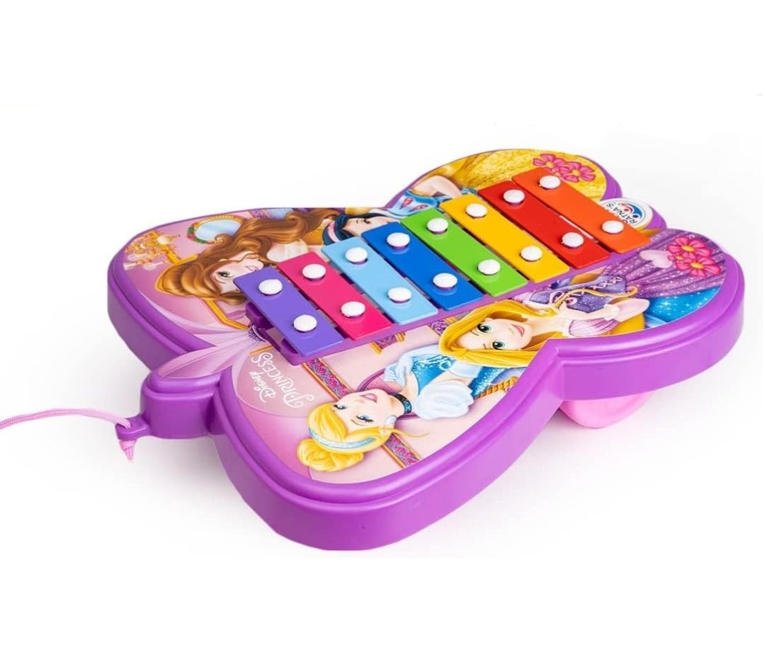 Ratnas Princess Pull Along Xylophone with 8 Color Notes & 2 Mallets to Play for Kids - Multicolor