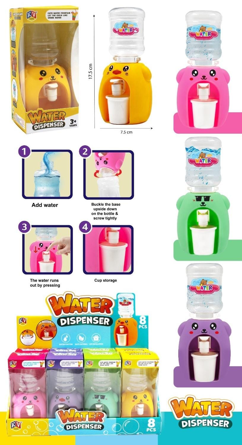 Mini Water Dispenser Baby Toy Drinking Water Cooler With Colorful Cartoon Design For Kids - Assorted color