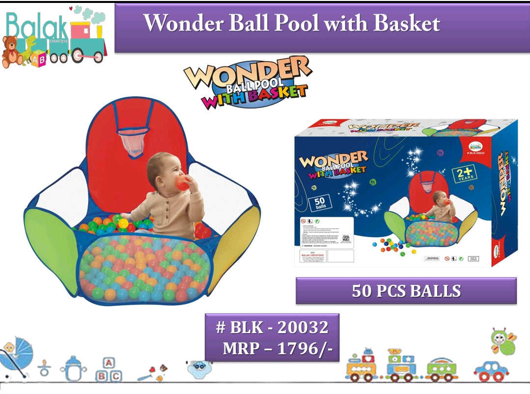 Balak Wonder Ball Pool With Basket - Multicolor - 50 Balls Included