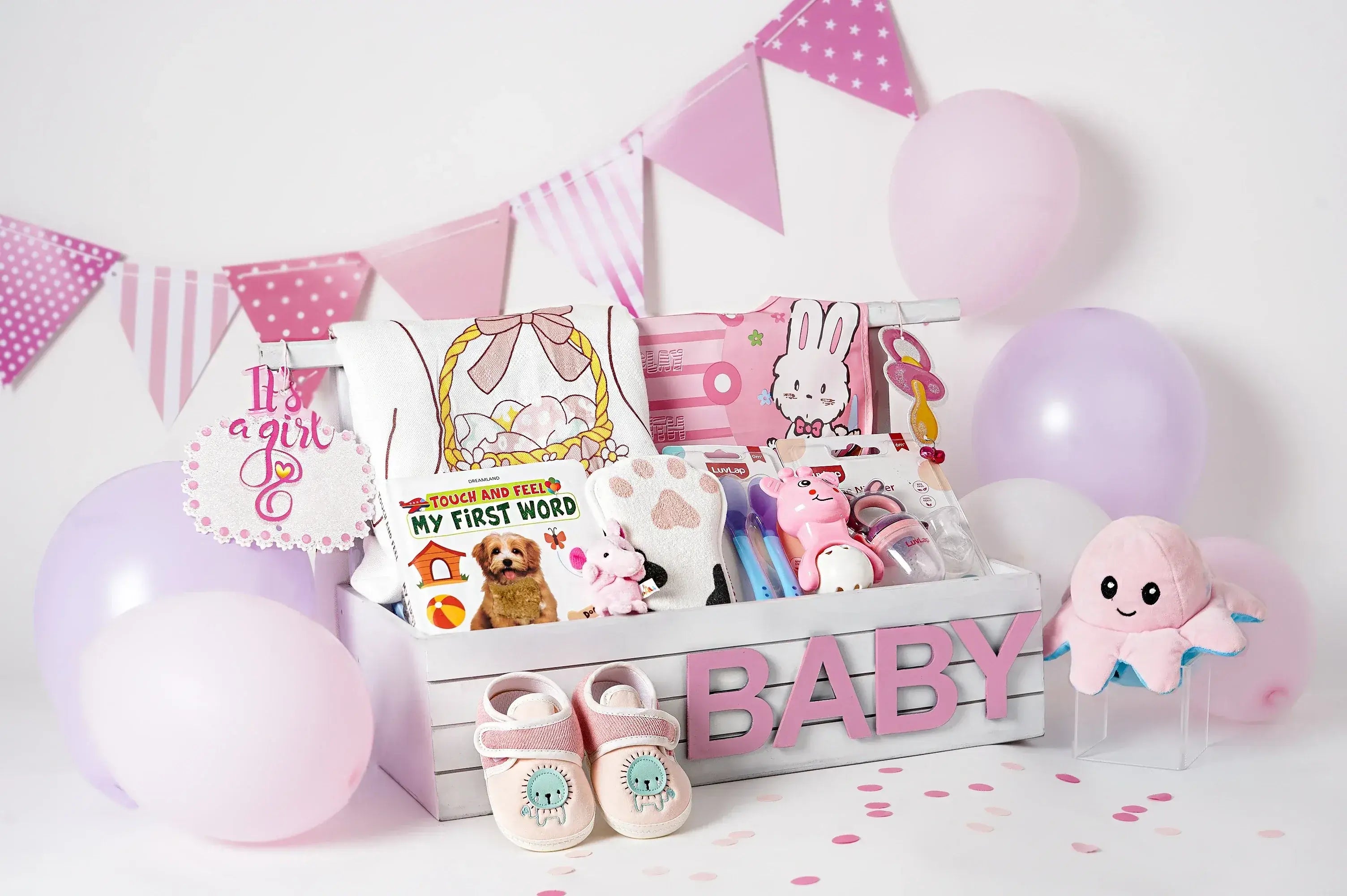 Pink Hues baby girl hamper gift set for newborn baby shower