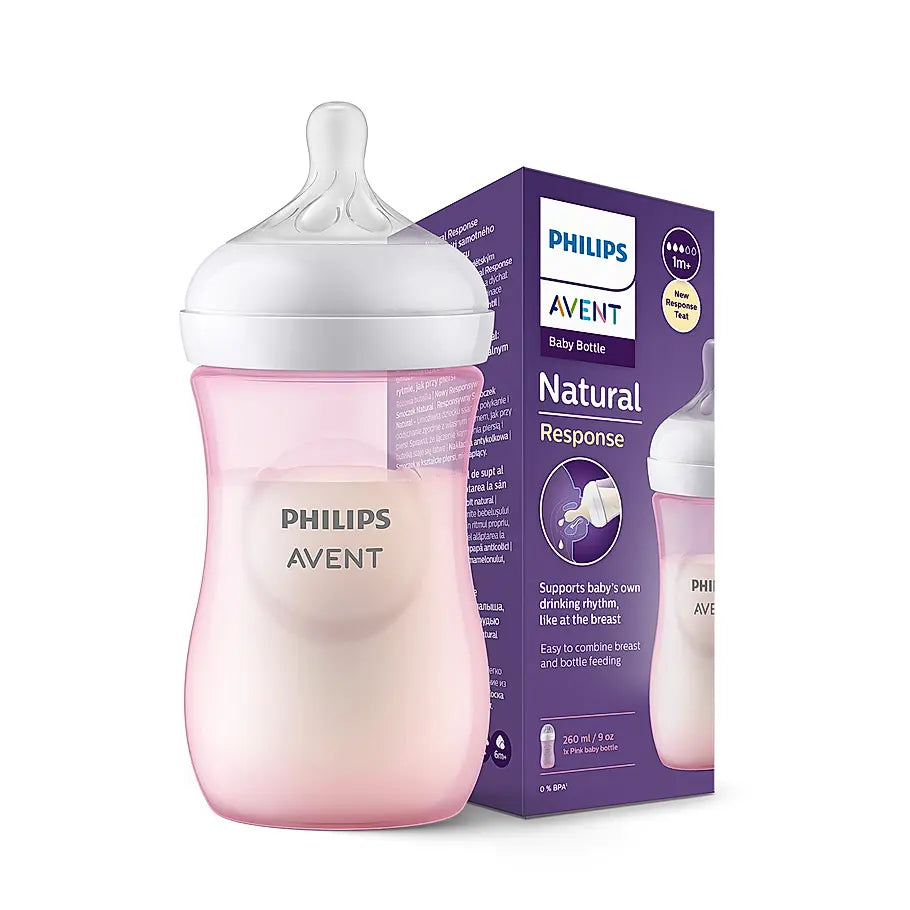 Philips Avent (1M+) Natural 2. 0 Pink Feeding Bottle | SCF034/10 | SCY903/11 (260Ml 9oz)( Cordlife )