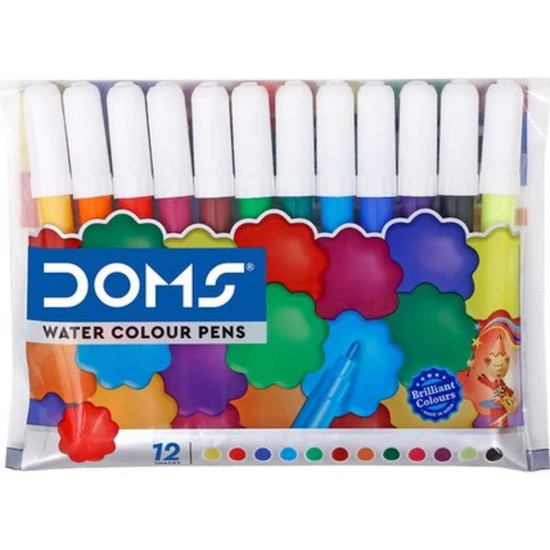 DOMS Water Colour Pens Mini, 12 Pcs Set - Multicolor - Pack of 20 pcs