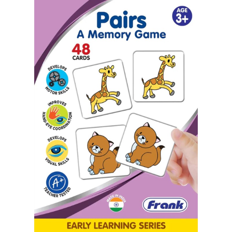 Frank Pairs, A Memory Game -48 Cards- Early Learner Matching Picture Card Game with Images for Kids | Multicolor