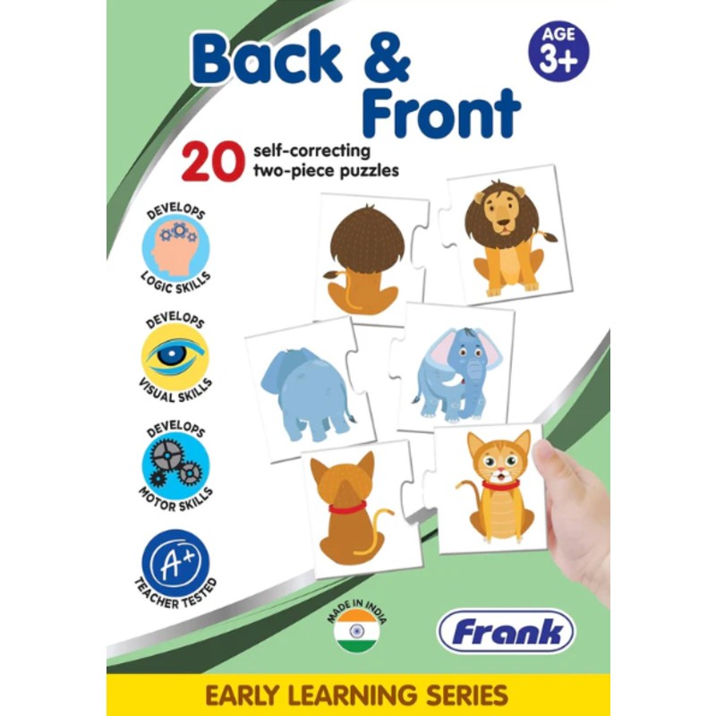 Frank Back & Front – (40 Pieces) 20 Self-Correcting 2 Pcs Puzzle - Early Learner Jigsaw Puzzle Set with Images for Kids 3 Years and Above