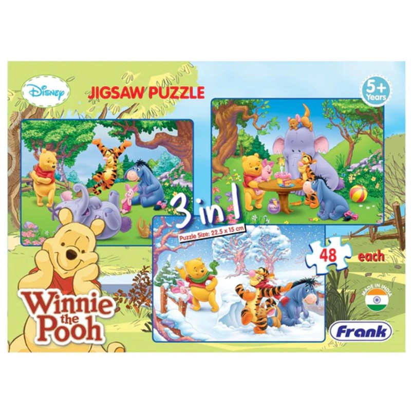 Frank Disney Winnie The Pooh (48 Pieces) 3 in 1 Jigsaw Puzzle for Kids - Multicolor