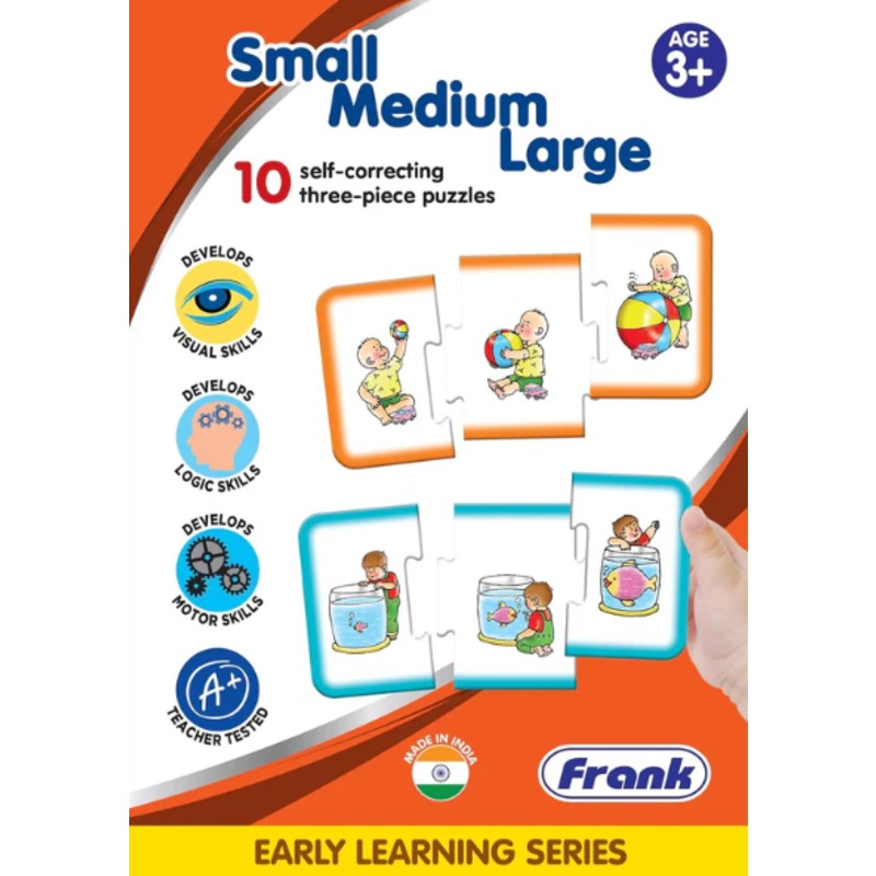 Frank Small Medium Large Puzzle – 30 Pieces, 10 Self-Correcting 3-Piece Puzzles, Early Learner Educational Jigsaw Puzzle For Kids - Multicolor