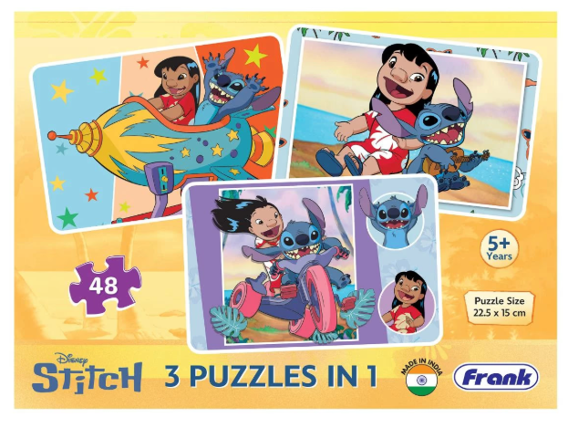 Disney Lilo & Stitch 3-in-1 Jigsaw Puzzle Set, Educational Puzzle for Kids Ages 3y+
