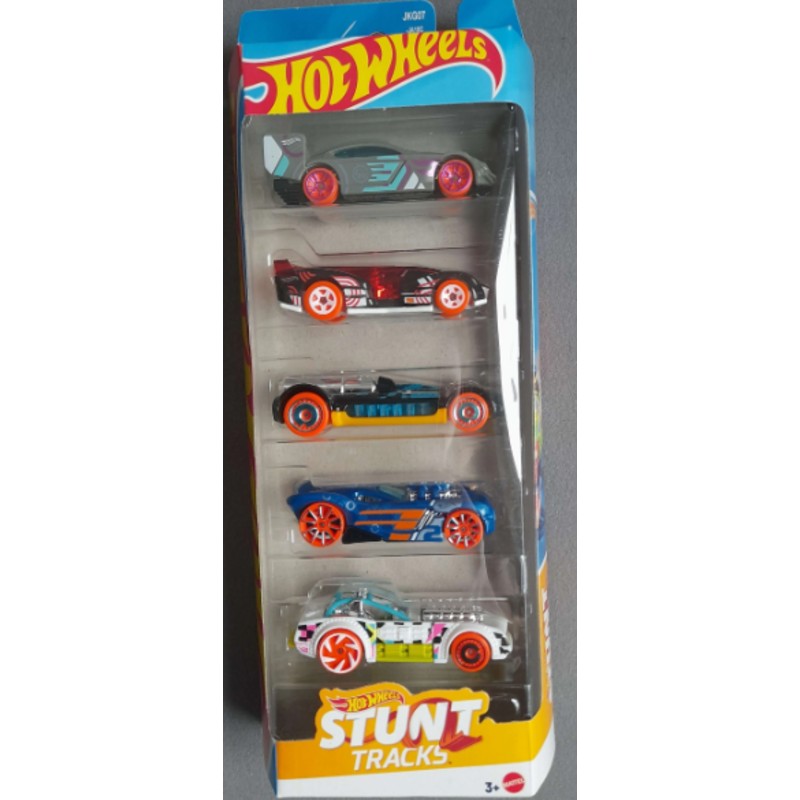 Hot Wheels - Set of 5 Cars - Pack of 2 Set - HW Stunt Tracks & HW Fast & Furious - 1806-95NJ - Box Damages