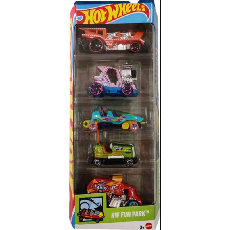 Hot Wheels - Set of 5 Cars - Pack of 2 Set - HW Fun Park & HW Formula 1 - 1806-95NJ