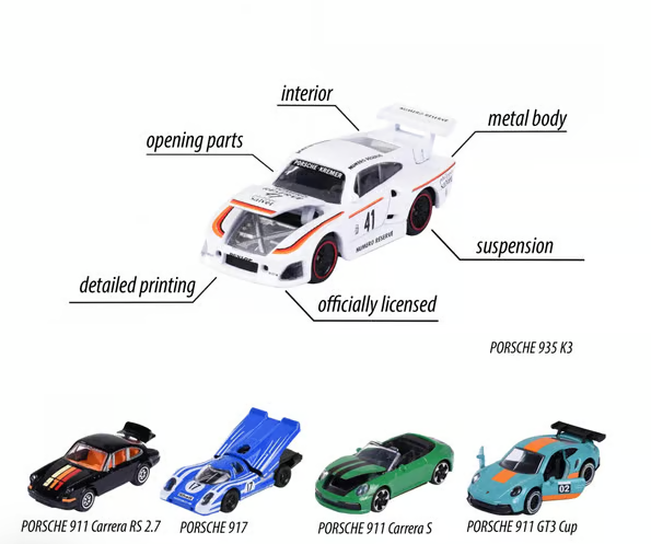 Majorette - Porsche edition 5 Pieces Gift Pack Multicolor