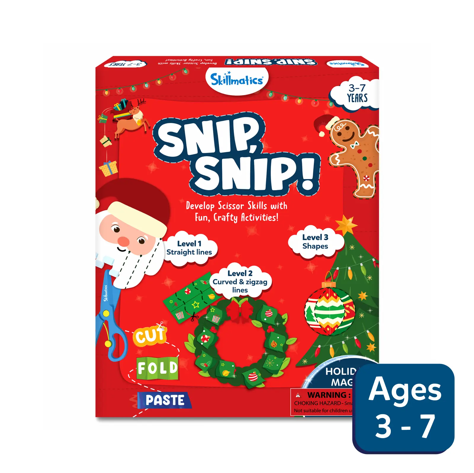 Skillmatics SNIP, SNIP! Holiday Magic - Art & Craft Activity Kit for Ages 3-7