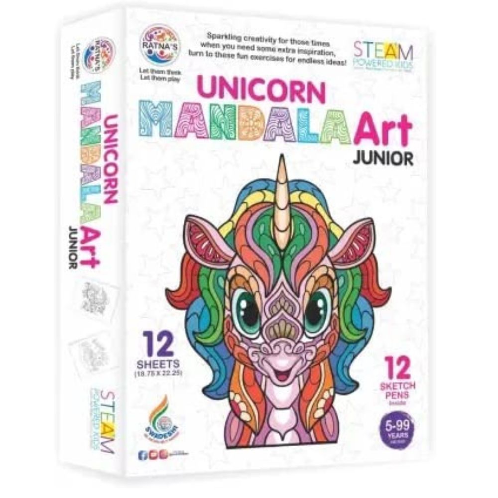 Ratnas Mandala Art Unicorn Junior Colouring Kit Multicolor