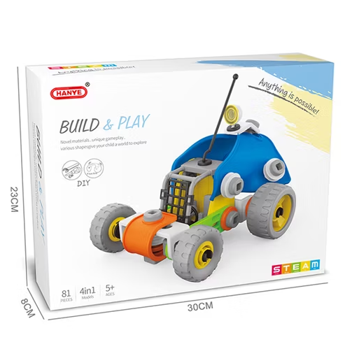 Stem Building Block Car Helicopter Model Kids Imaginative Construction Play Set | 81 Pcs | 4 in 1