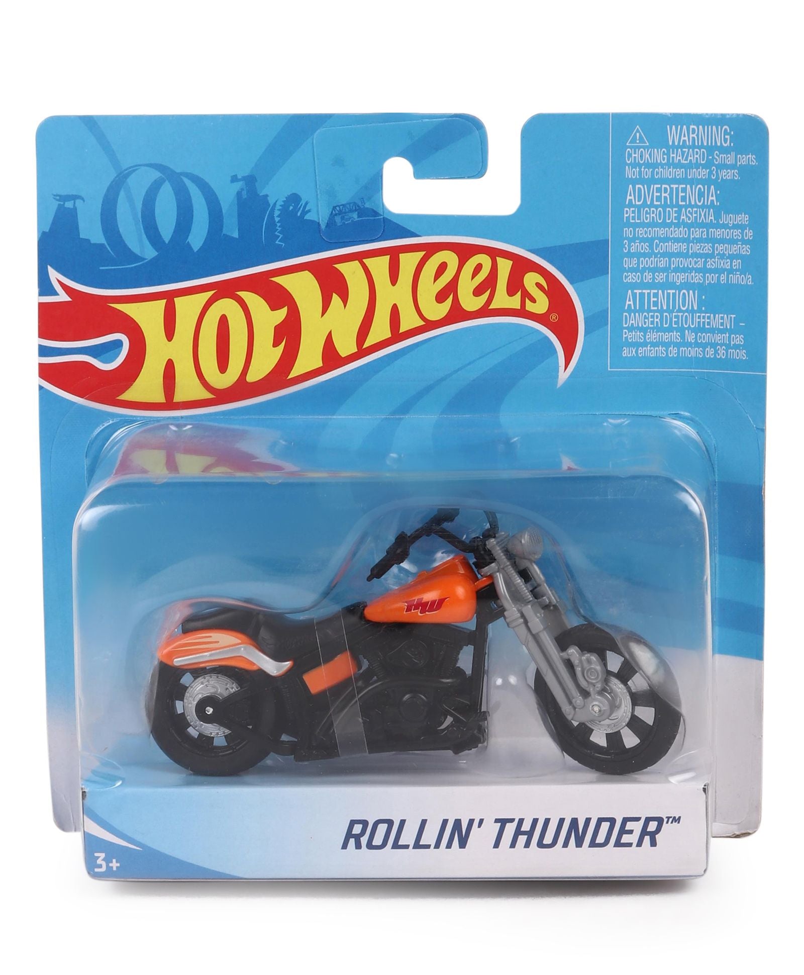 Hot Wheels Die Cast Free Wheel Rolling Thunder Bike - Orange & Black