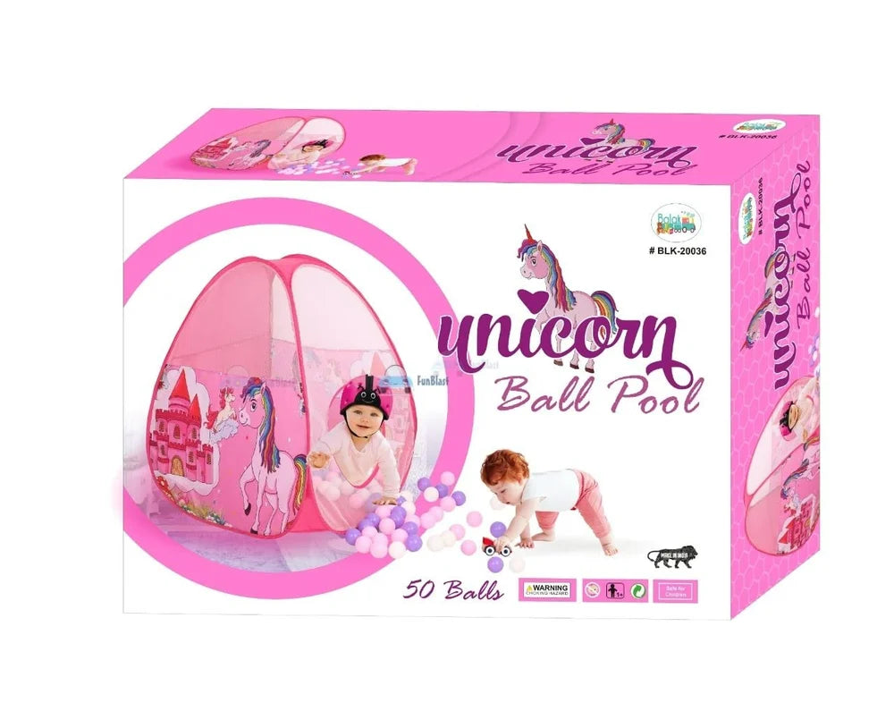 Unicorn Theme Ball Pool With 50 Balls For Little Baby - Multicolor
