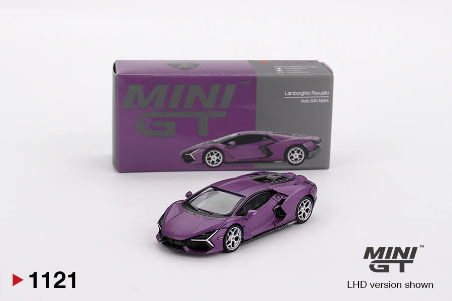 Mini GT 1100 & 1121- Lamborghini Revuelto & Lamborghini Countach - Pack of 2 Cars - Box Packing