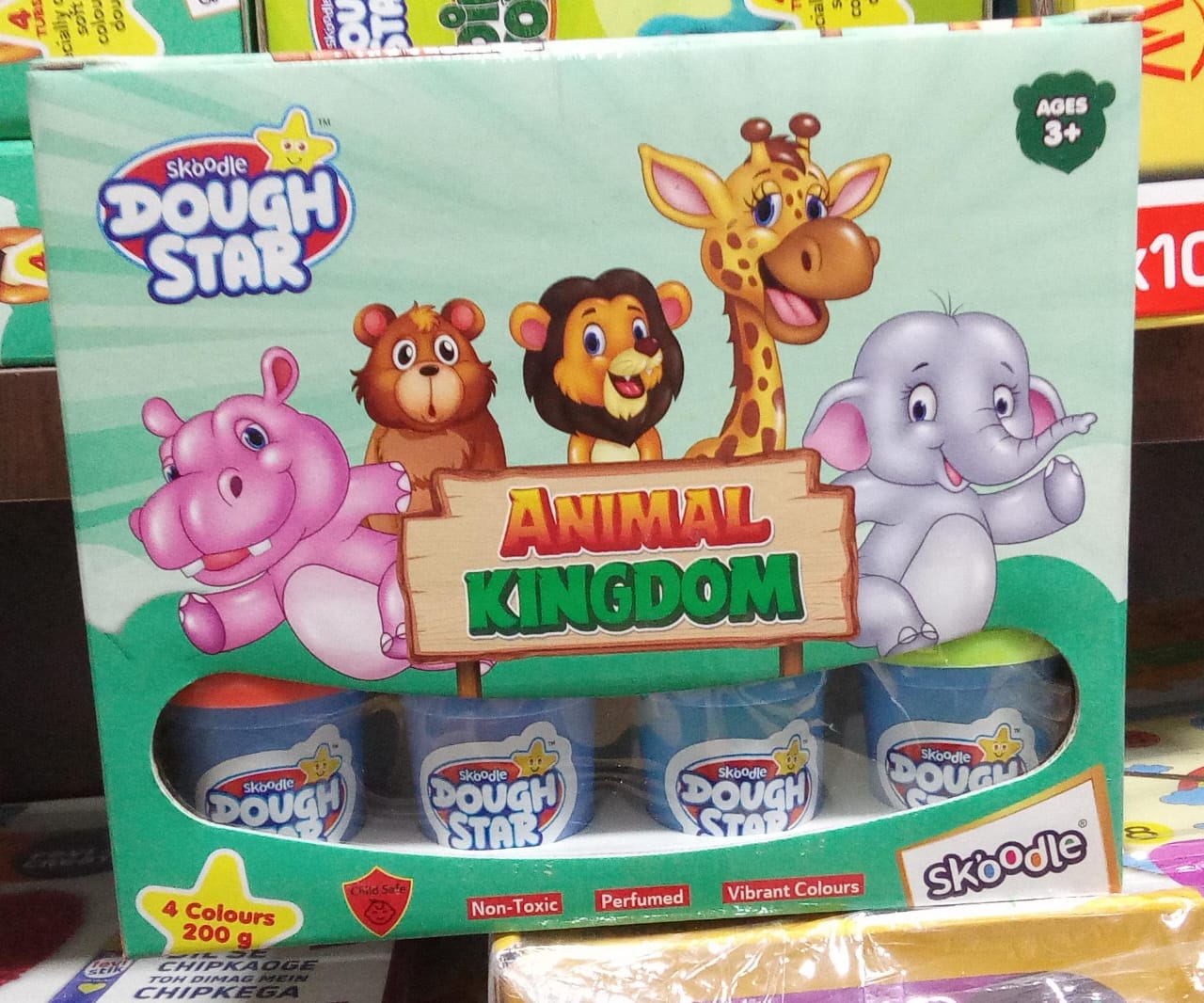 Skoodle Dough Star Animal Kingdom For Kids - 4 Colors 200gm - Color & Design May Vary