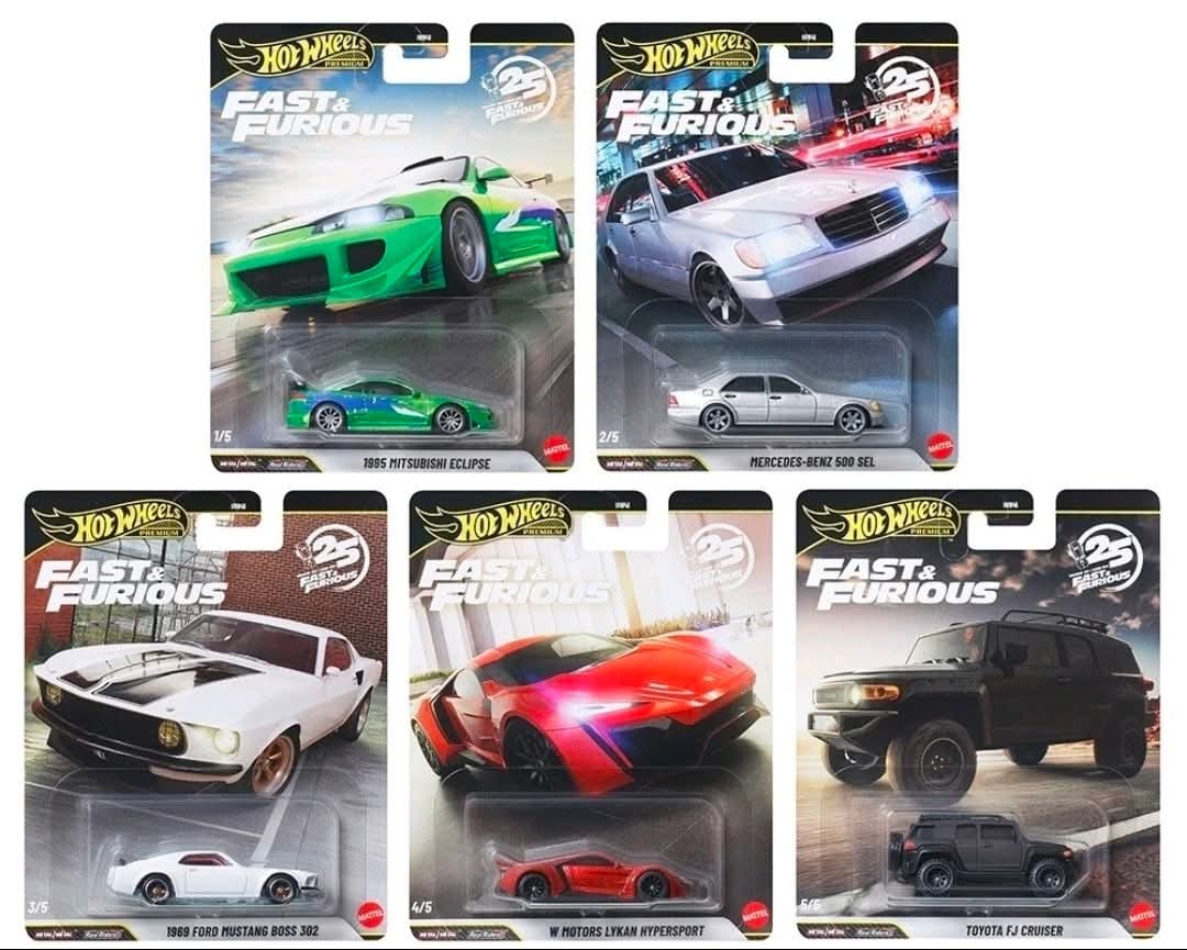 Hot Wheels Imported Premium - Hot Wheels - Fast n Furious - 25th Anniversary - Sealed Case of 10 Cars