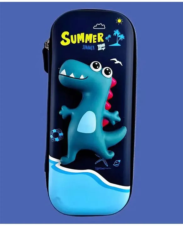 3D Decompression Stereo Cartoon Cute Pencil Case Holder EVA Carrying Pen Bag Pouch Simple Stationery for Adults Kids - Sapphire Dinosaur