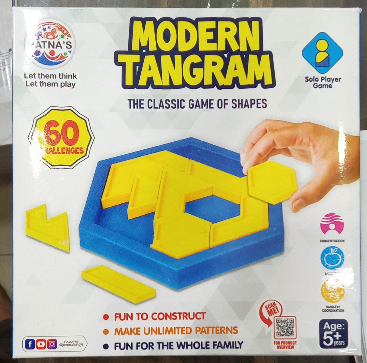 Ratnas Modern Tangram | A Board Game of Shapes | Pack of 1 Pcs