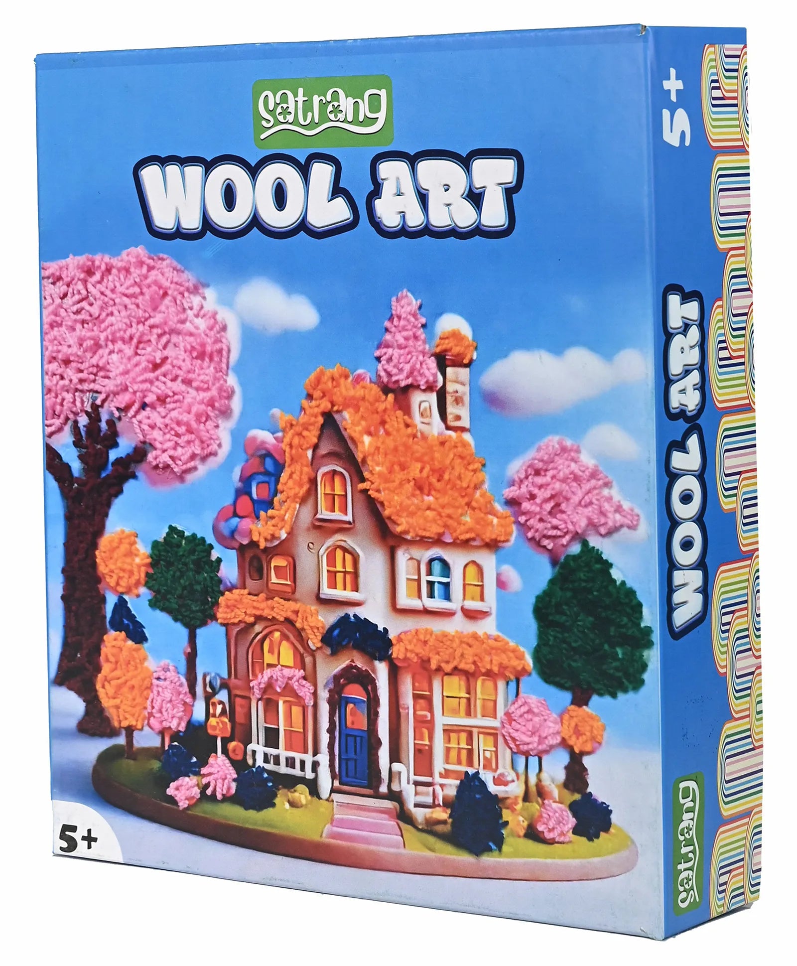 Folks Work Satrang wool art DIY craft kit with colorful yarns, pre-printed boards, and glue—ideal for creative kids' projects.