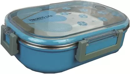 Stainless Steel Insulated 2 Grid Lunch Box with Mini Salad Box and Spoon, (Assorted Colors) 1 Containers Lunch Box