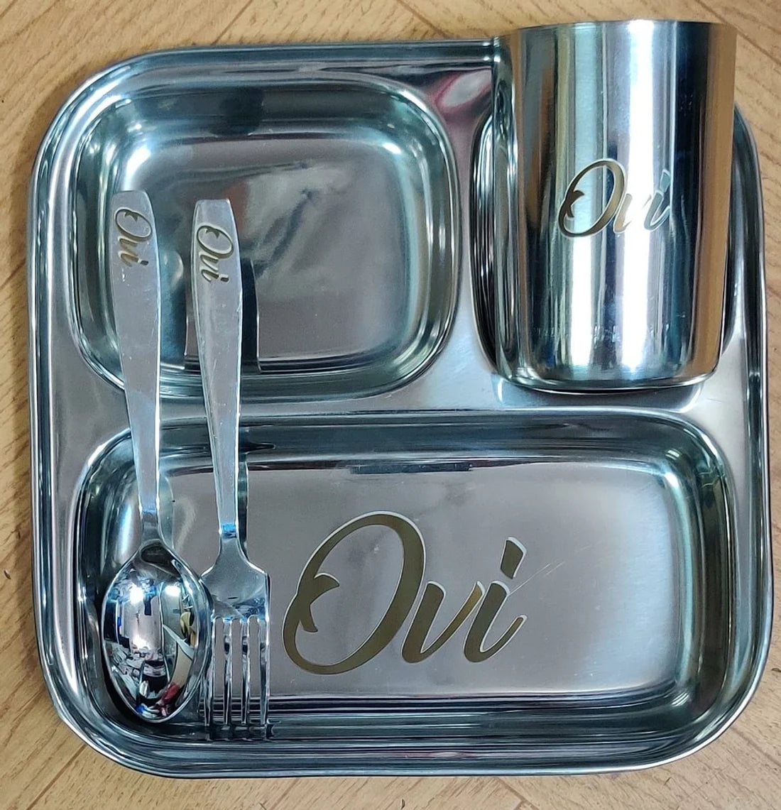 Personalized - 3 Partition Steel Meal Set for Kids