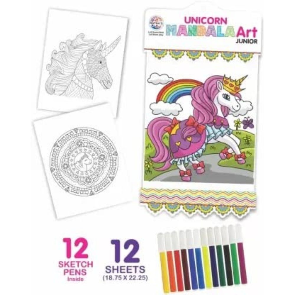 Ratnas Mandala Art Unicorn Junior Colouring Kit Multicolor