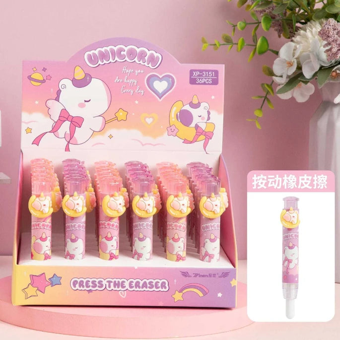 Pen Shaped Refillable Eraser – Unicorn Themed – Stylish & Fancy Erasers – Set of 3
