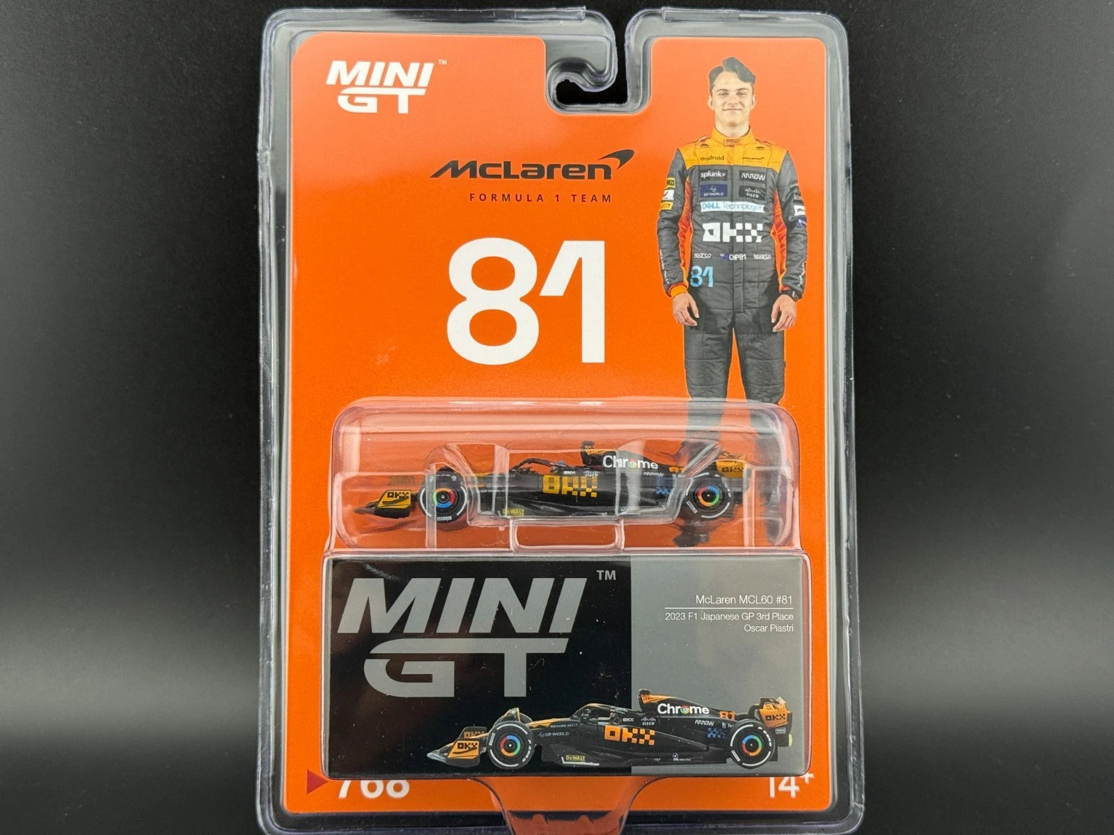 MINI GT #768 Imported Edition - McLaren MCL60 #81 - 2023 F1 Japanese GP 3rd Place Oscar Piastri - Blister Pack