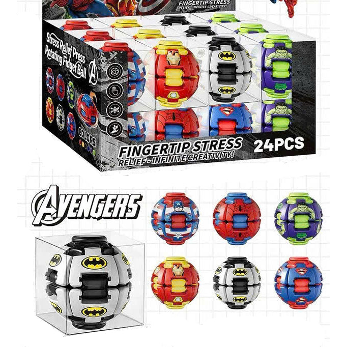 Super Hero Theme, Spin Fidget Ball 360° Rotating Sensory Toy, Stress Relief Fidget Spinner Ball for Kids Adults, Desk Toy, Birthday Gift, Superhero Return Gift | Pack of 1 | Assorted