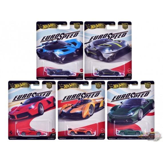 Hot Wheels Imported Premium Euro Speed – Set of 10 Cars with chance of chase (Metal/Metal | Real Riders) - FPY86