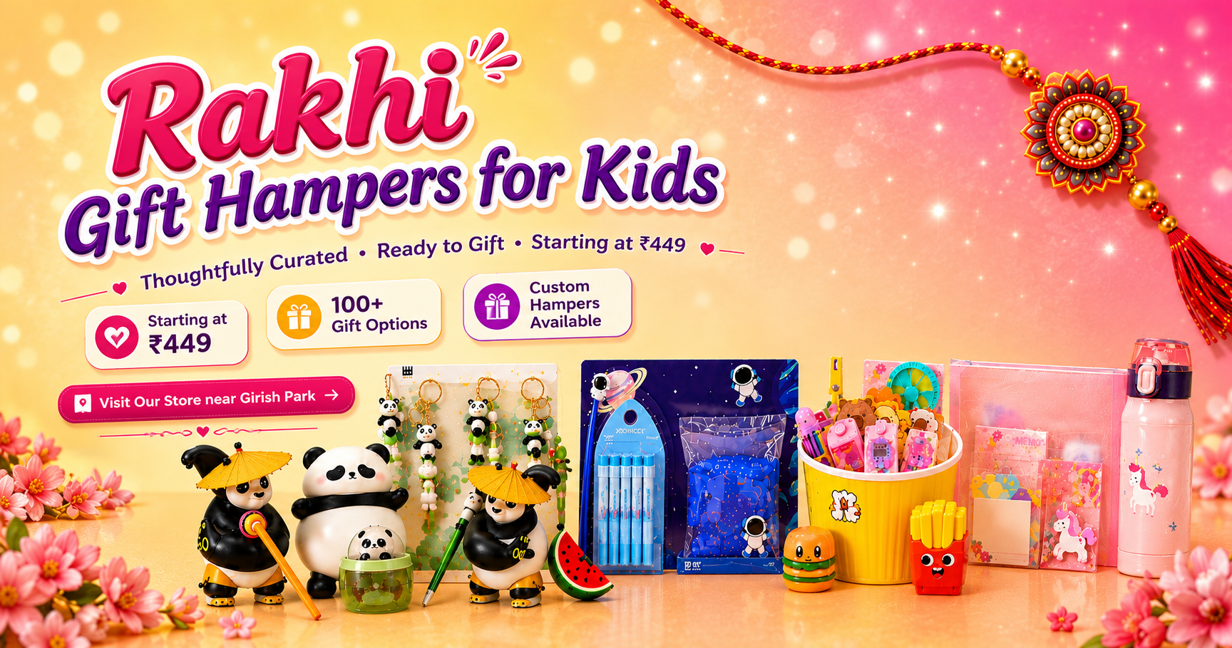 Rakhi Gift Hampers for Kids — Panda, Unicorn, Space & Popcorn (With Prices)