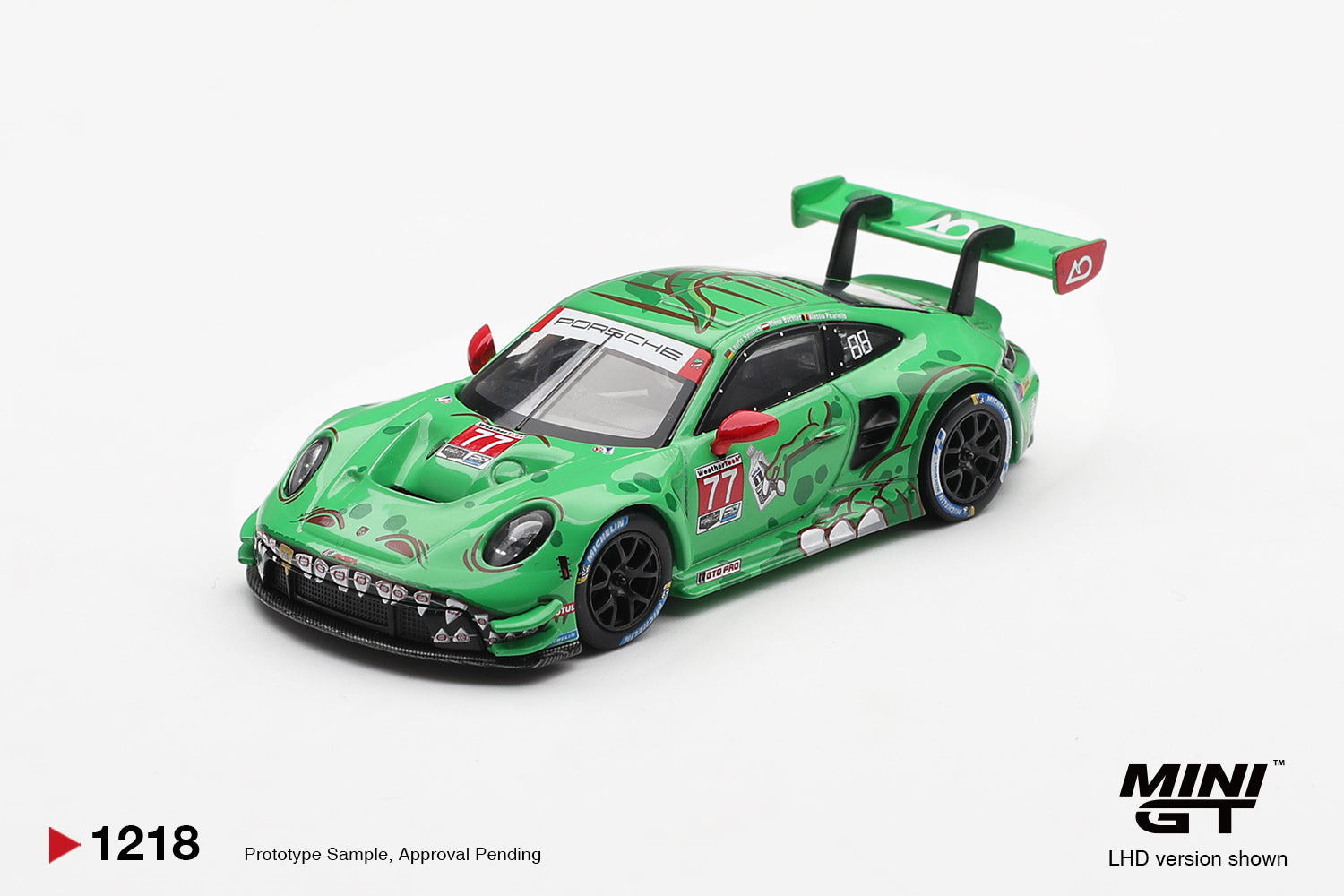 [Pre-Order] Mini GT #1218 : "Porsche 911 GT3 R (992) #77 AO Racing 2025 IMSA Sebring 12 Hrs Class Winner" - Blister Packaging