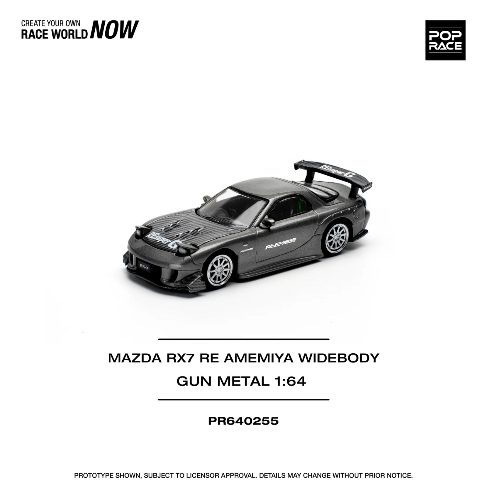 Pop Race - MAZDA RX-7 RE-Amemiya - Gun Metal - 1:64 Scale - PR640255