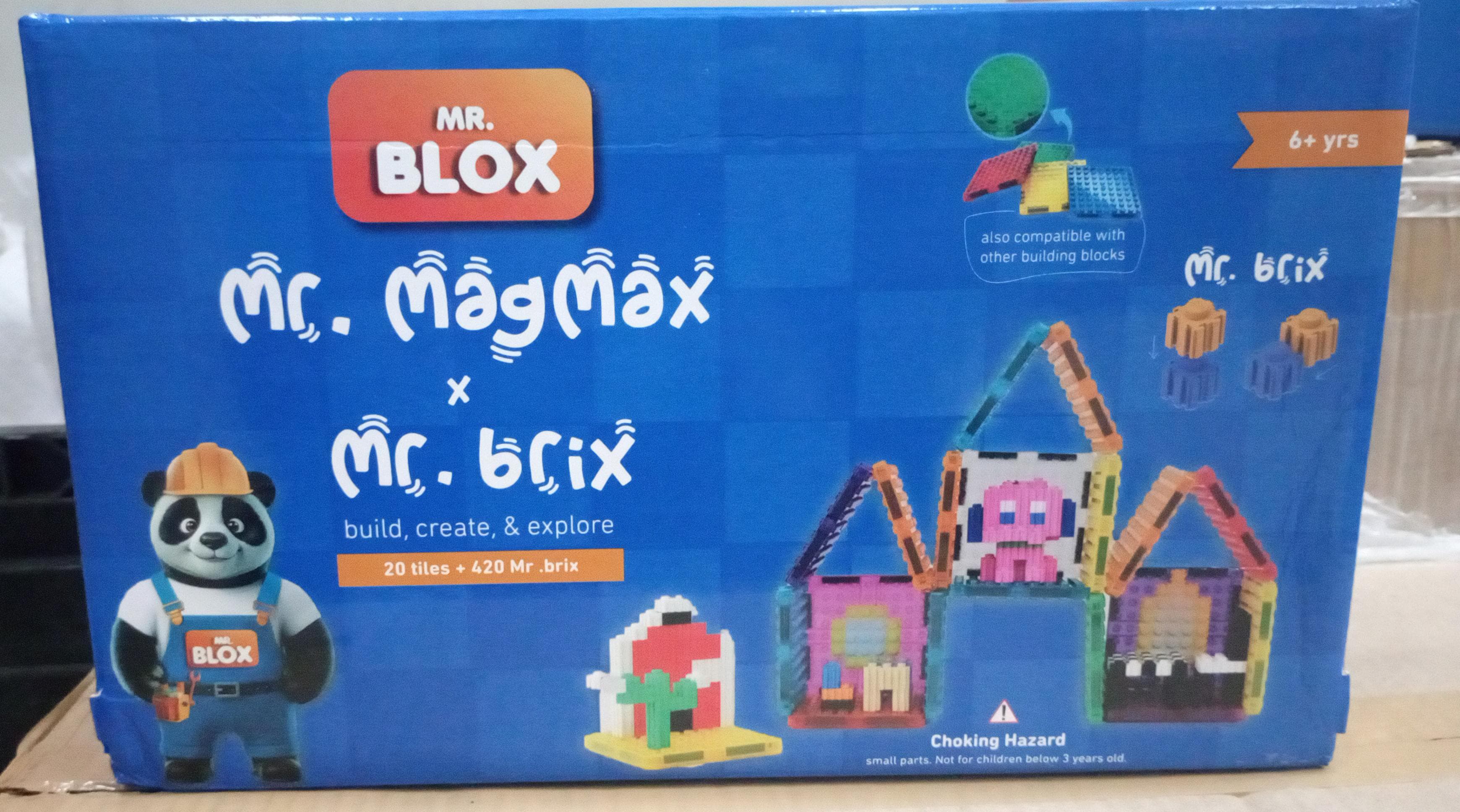 Mr. Blox Building Blocks For Kids - Mr. MagMax x Mr. Brix - Build, Create and Explore - 20 tiles + 420 Mr. brix - Multicolor