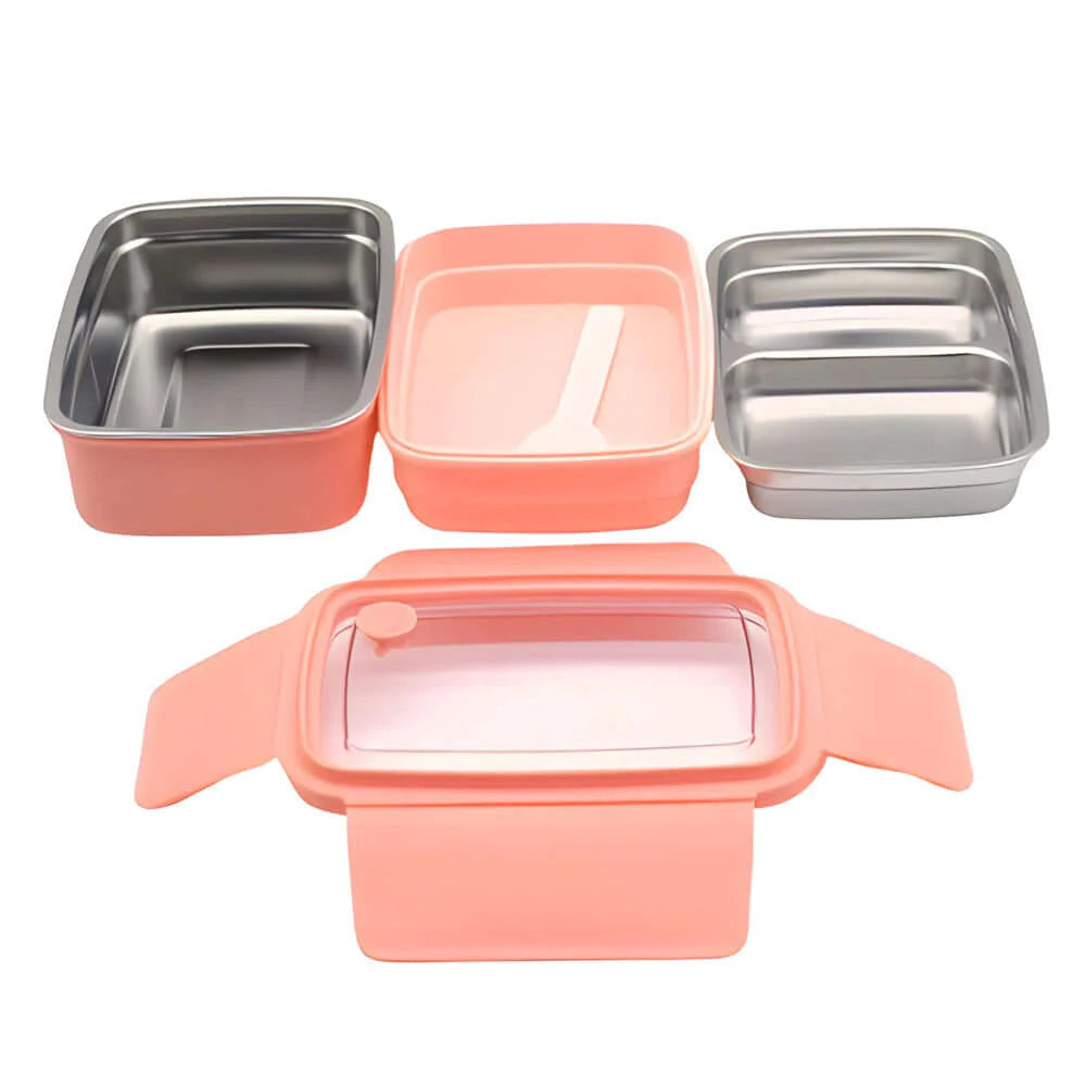 Insulated 2 Layer Stainless Steel Lunch Box - Assorted - Color May Vary