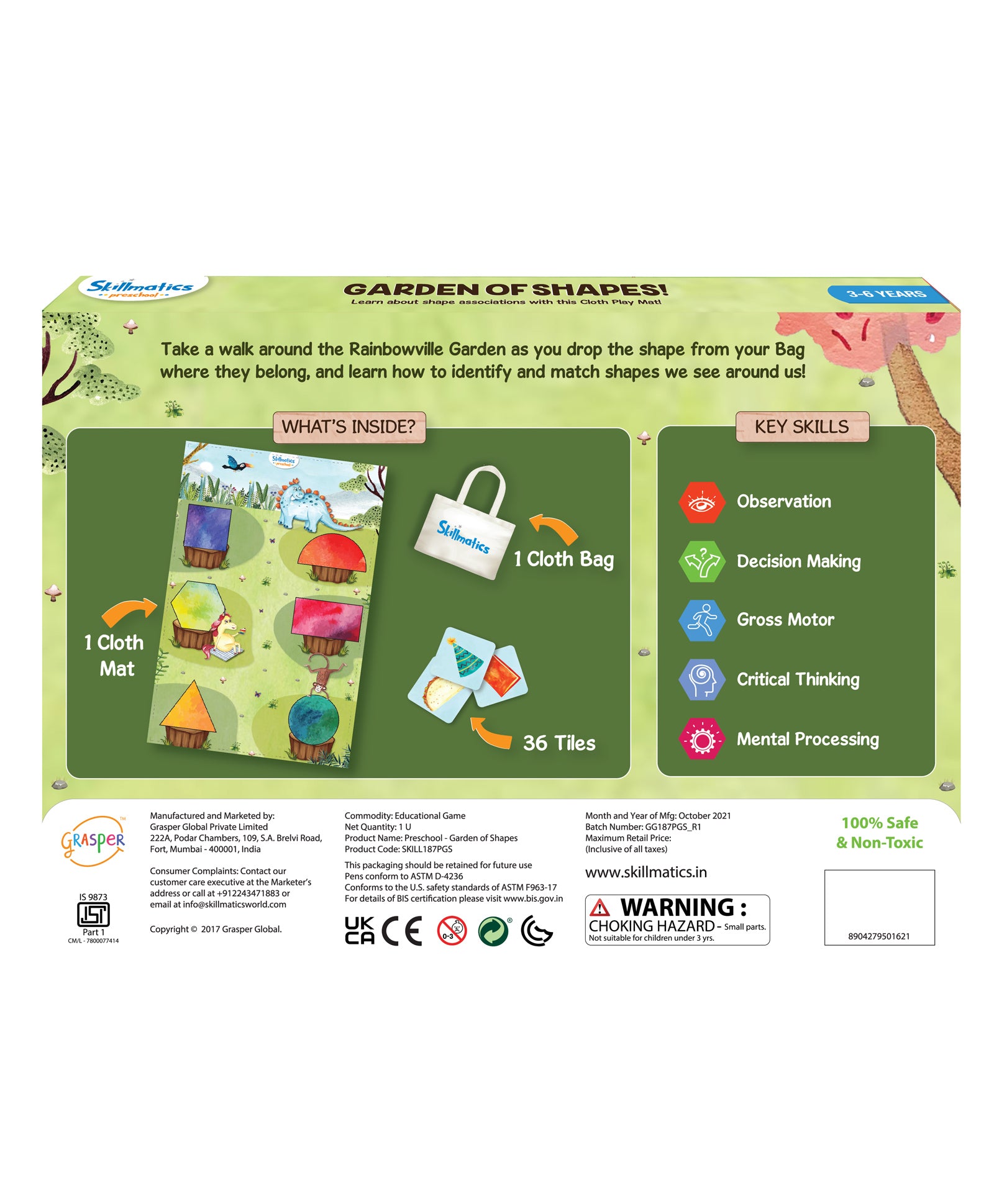 Skillmatics Garden of Shapes Activity Play Mats - Multicolor