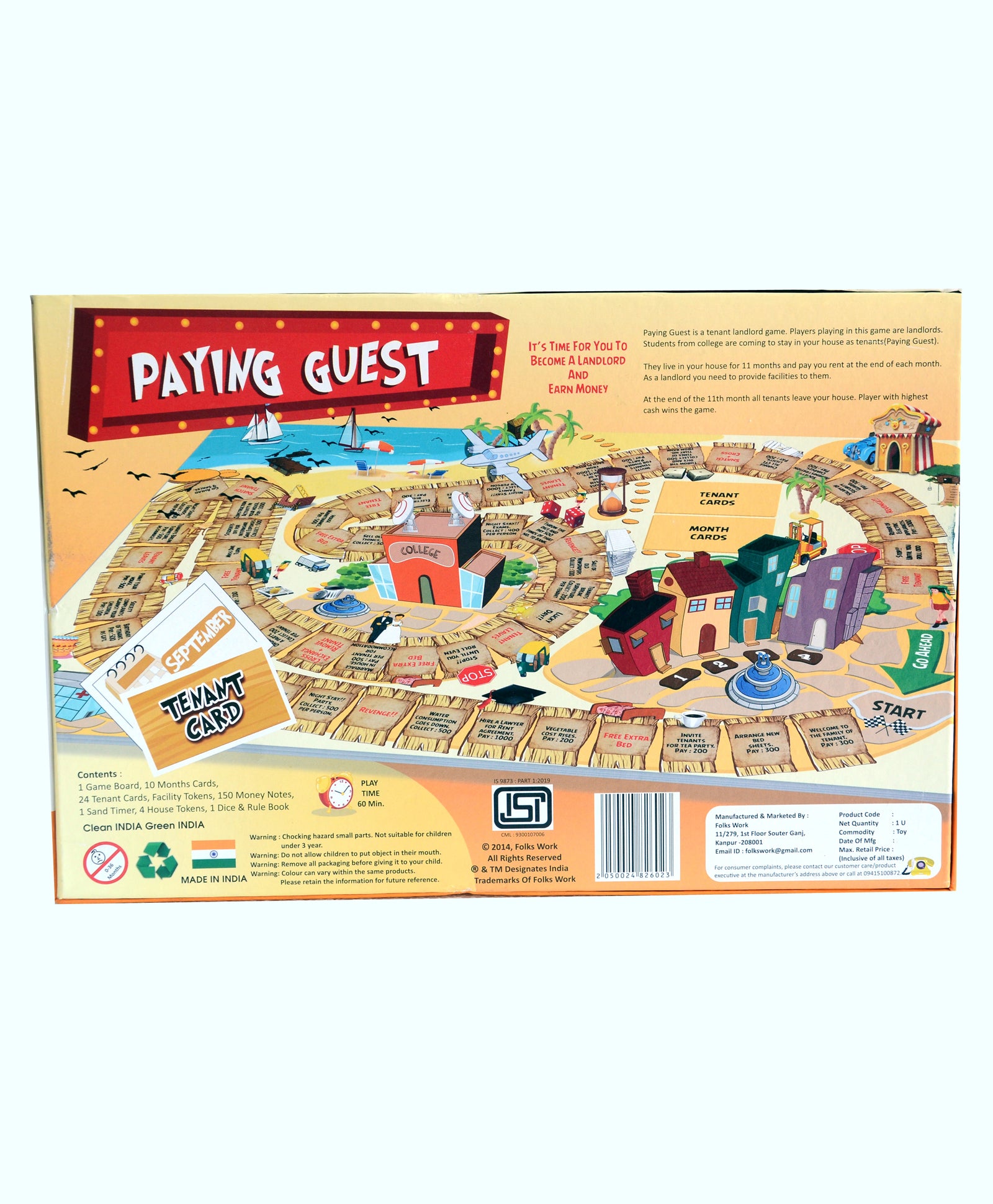 Folks Work Paying Guest Board Game - Multicolour