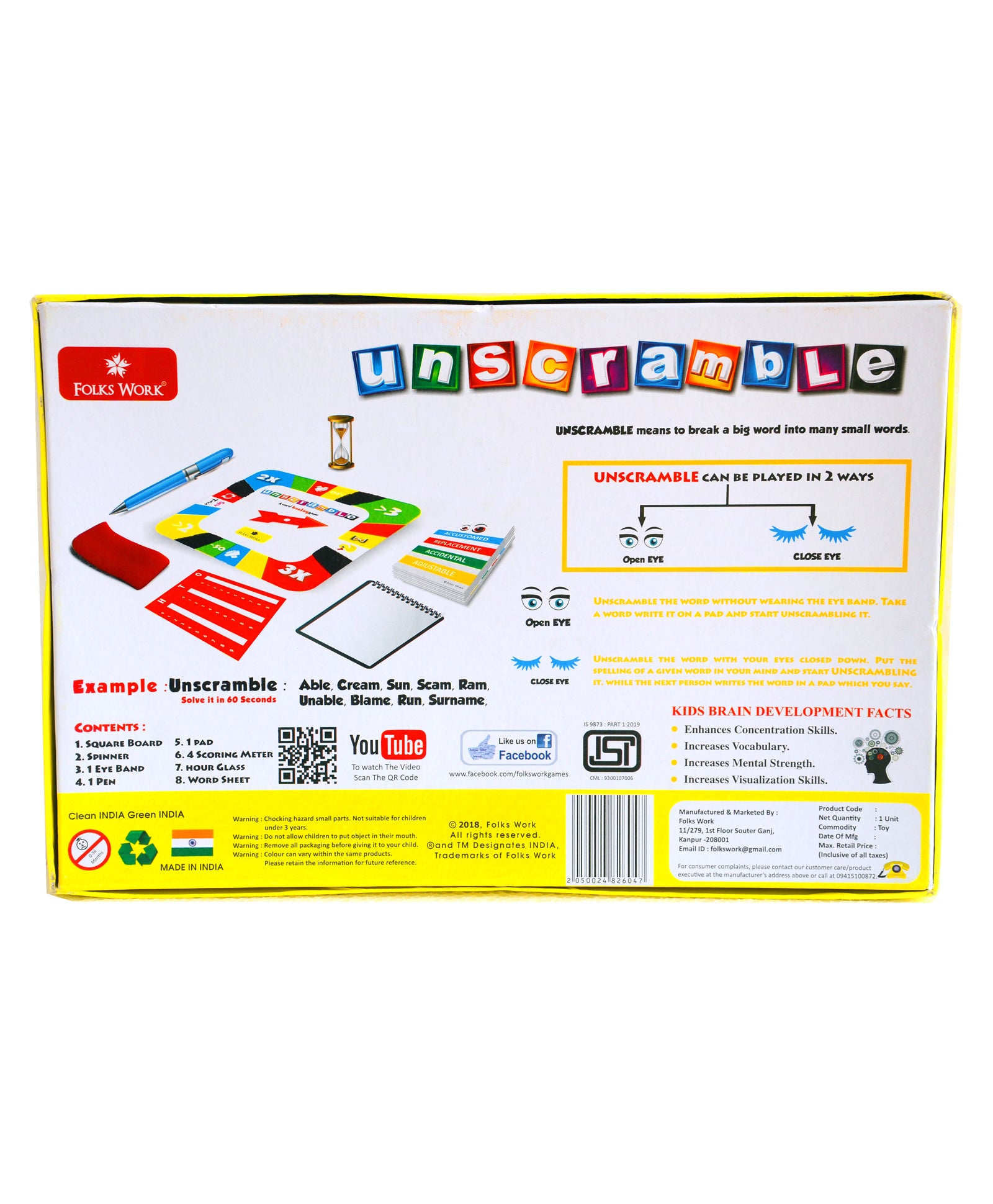 Folks Work Unscramble Board Game - Multicolor