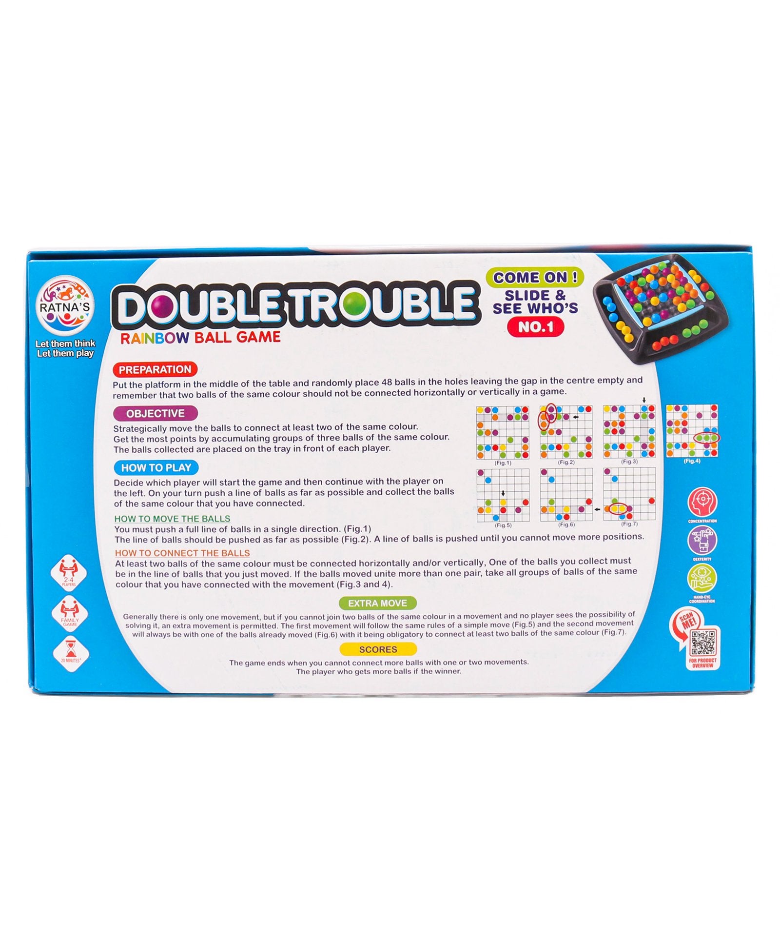 Ratnas Double Trouble Rainbow Ball Game - Multicolor