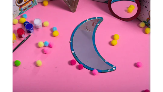 ilearnngrow Teeny Tiny DIY Mirror Decorating Kit for Kids – Set of 3 | Paint, Glitter & Pom Poms