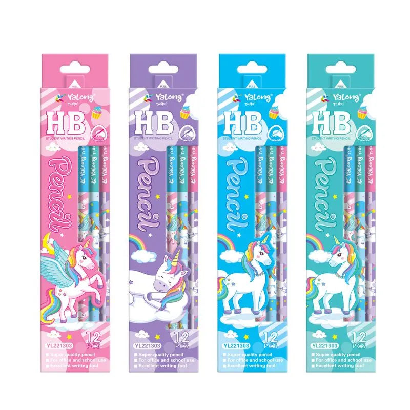Unicorn Dark Pencils with Eraser on Top | 10 Pcs Each Pencil Set for Kids | Ideal Return Gift for Boys & Girls | Smooth Writing Stationery for School & Birthday Gifts | Assorted