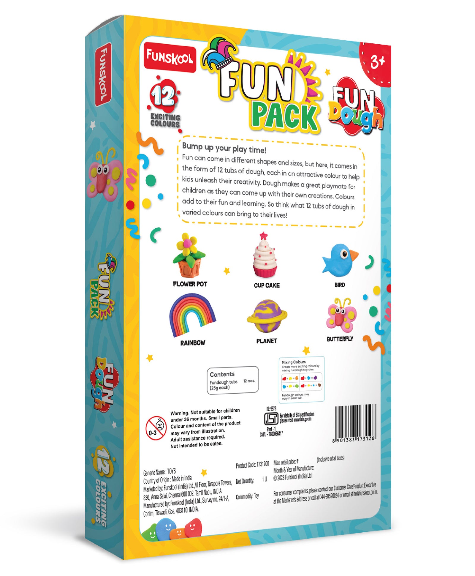 Funskool Fun Dough Funpack Pack of 12 Multicolor Dough
