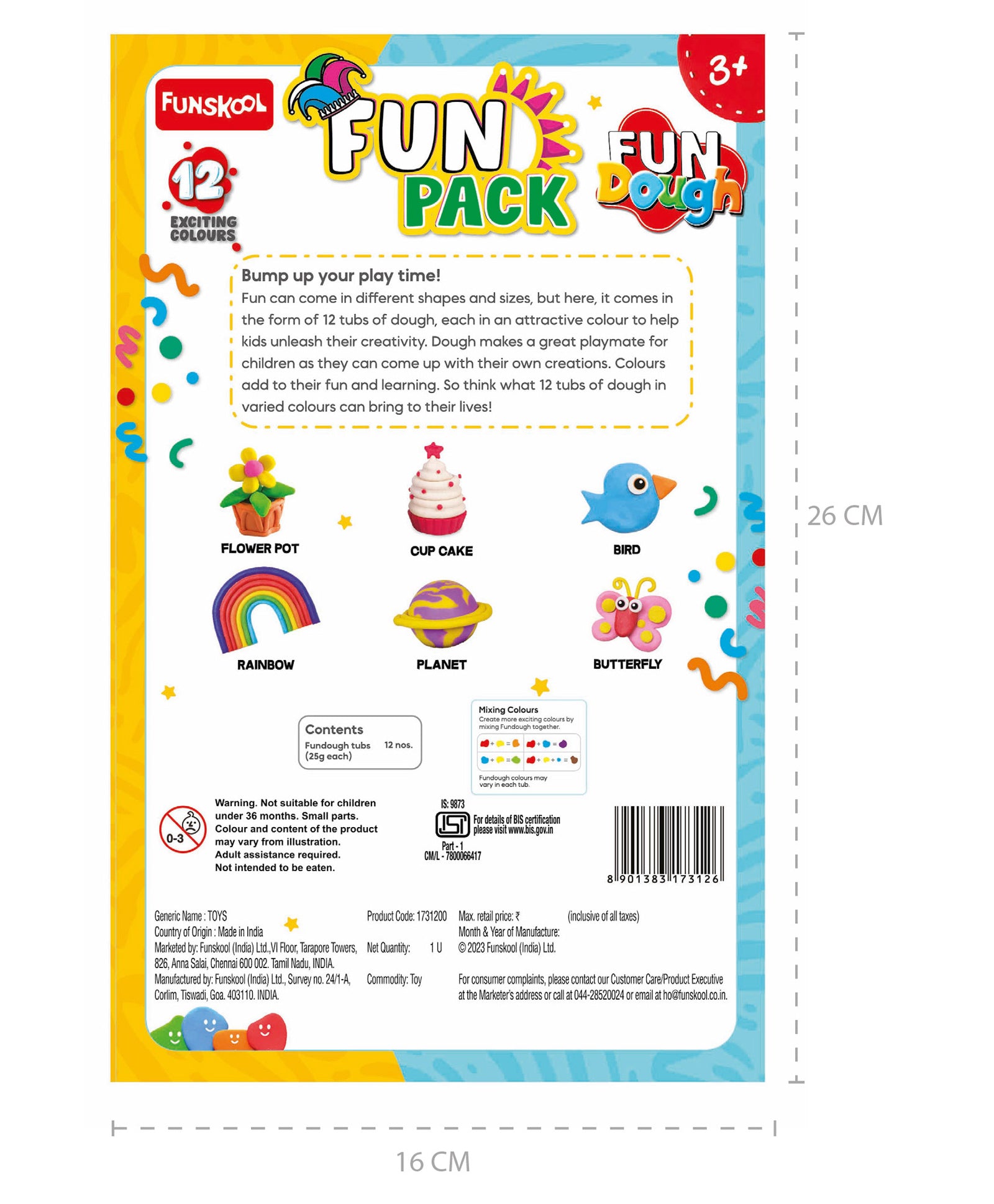 Funskool Fun Dough Funpack Pack of 12 Multicolor Dough