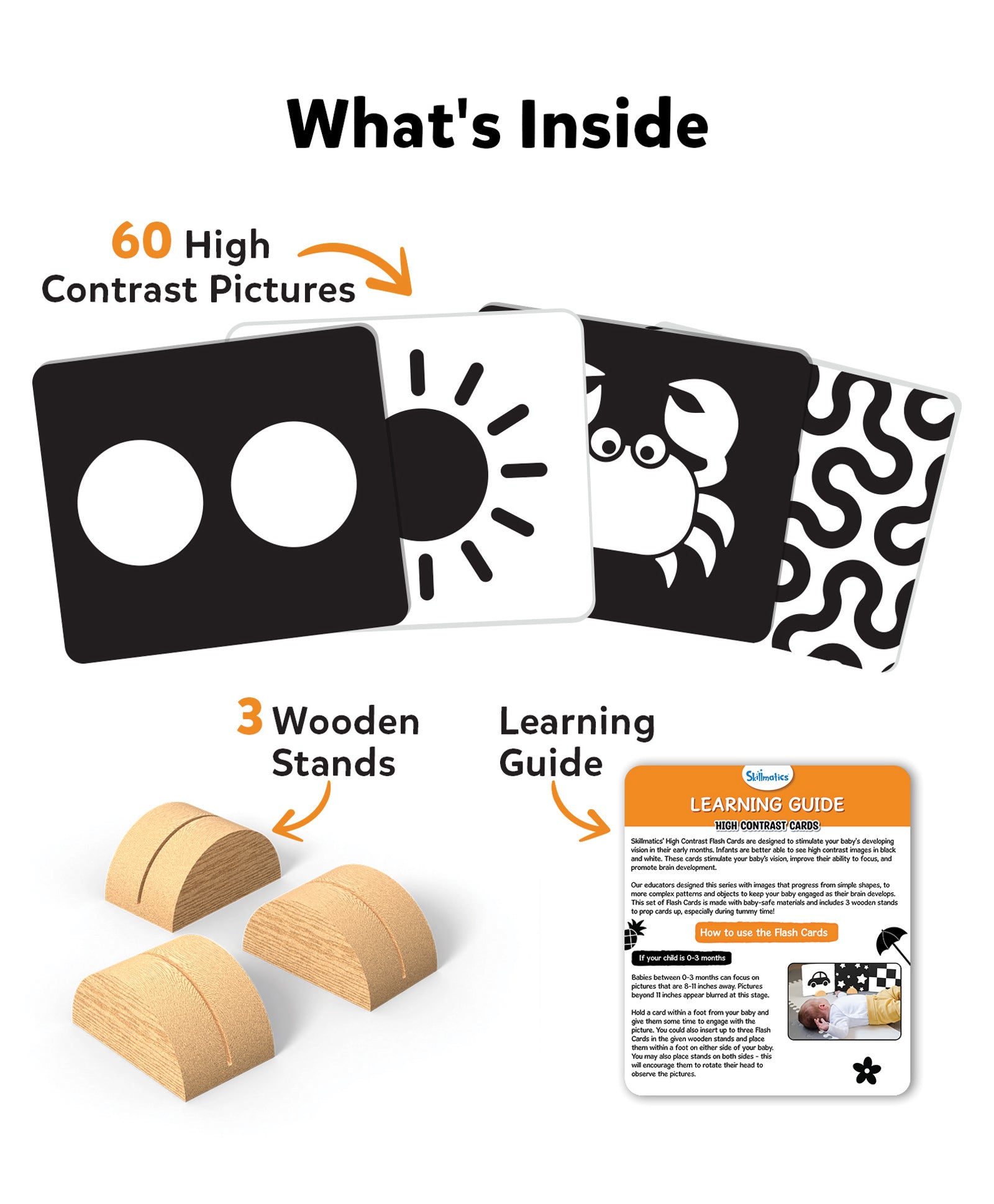 Skillmatics High Contrast Flash Cards Black White - 30 Cards