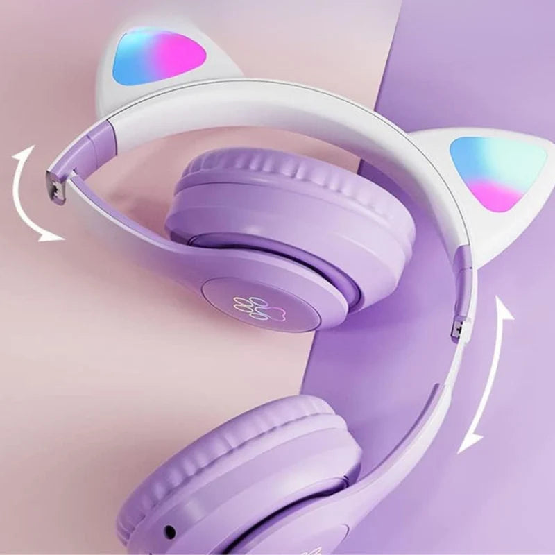 Cots and Cuddles Cute Cat Design Bluetooth Headphone | High-Quality Sound for kids - Multicolor